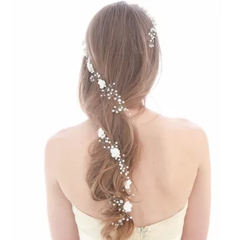 

120cm Bridal hair accessories handmade Flower wedding Accessories Long Hair Vine Headband Bridesmaids Hair jewelry for women
