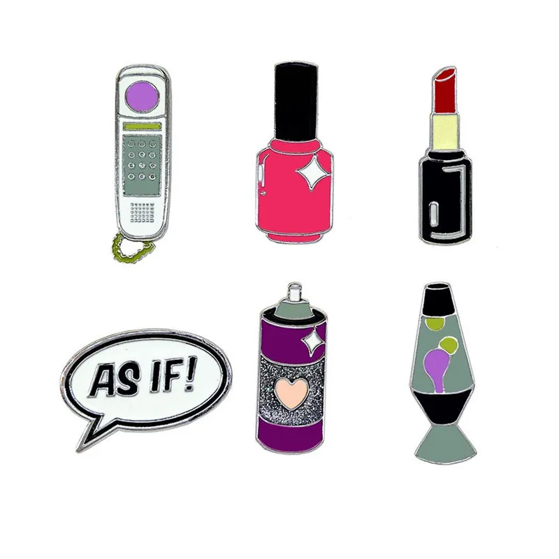 2018 Fashion Jewelry Cute Nail Polish Vase Phone Lipstick Brooch