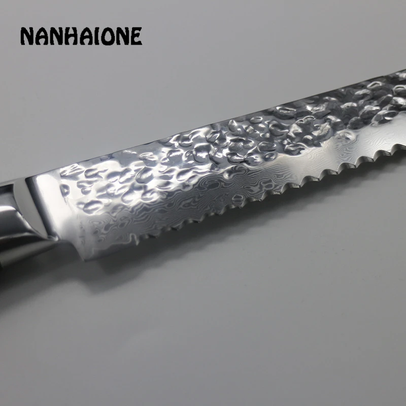 Nanhaione " дюймов хлеб Ножи 67 слоев из дамасской стали Сталь порезу Razor Sharp шеф-повара Кухня Пособия по кулинарии рукоять из микарты CL063