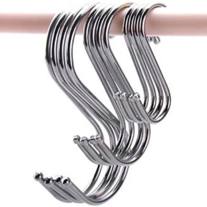 10pc Powerful Stainless Steel S Shaped Hanger Hook Kitchen Bathroom