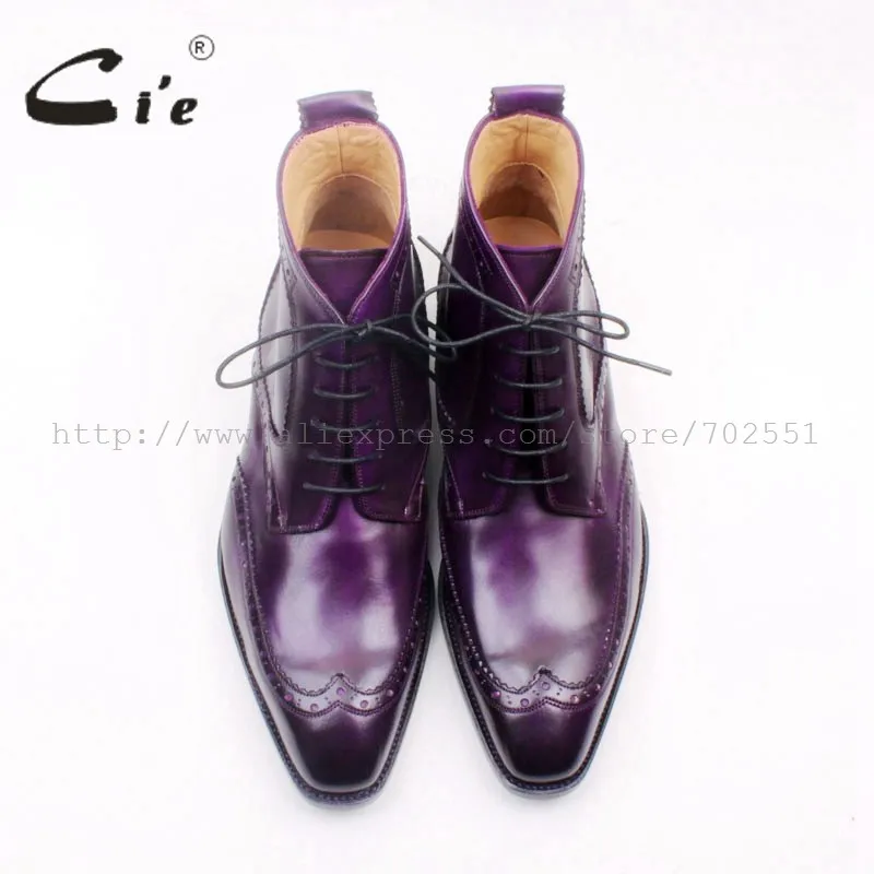 Cie с квадратным носком wingtip lace-up до середины икры кожаные ботинки на заказ ручной работы натуральная кожа фиолетовый мужские ботинки Goodyear