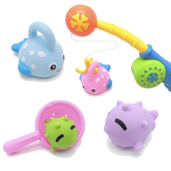 

Baby Bath Toys Bathroom Play Water Spraying Fishing Educational Rubber Shower Shampoo Bathing Floating For Kids