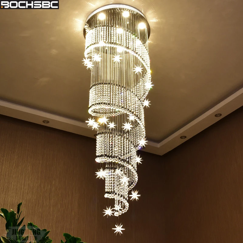 

BOCHSBC Creative Design K9 Crystal Chandeliers for Dining Room Living Room Stair Art Deco Hanging Lamp Lighting Fixtures Lampara