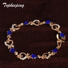 Бренд Topkeeping, женские модные ювелирные изделия, позолоченные циркониевые браслеты, элегантные роскошные стразы, браслет