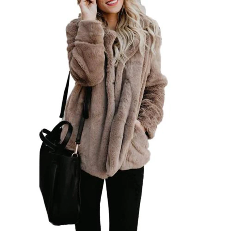 

Women Autumn Winter Thick Warm Velvet Faux Fur Coat Long Sleeve Jacket 2019 Jacket Female Plush Overcoat Casual Outerwear