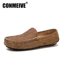 Продвижение Кожаные Мокасины Брендовая обувь Для мужчин Туфли без каблуков Лоферы Для мужчин; Tenis продаж Casins Slip-on Boat дышащая Повседневное круглый носок