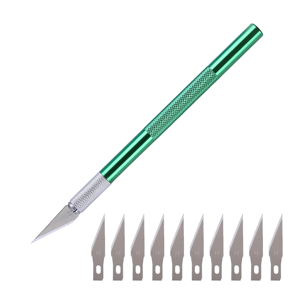 12 шт./лот, прецизионный нож для хобби, гравировальная ручка, нож для резьбы по дереву, резак для бумаги, фруктовые продукты, ремесла, сделай сам, Плотницкие Инструменты - Цвет: green