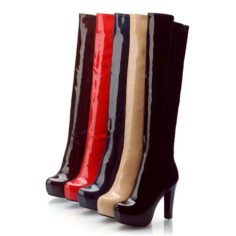Bottes Étanche Talons Hauts Mince Taille Nouveau ka La À talons bleu 34 2016 Over Printemps Automne Noir Se rouge the 39 Qi Se Fei Mode Chaussures ka Femmes genou 45RLjA