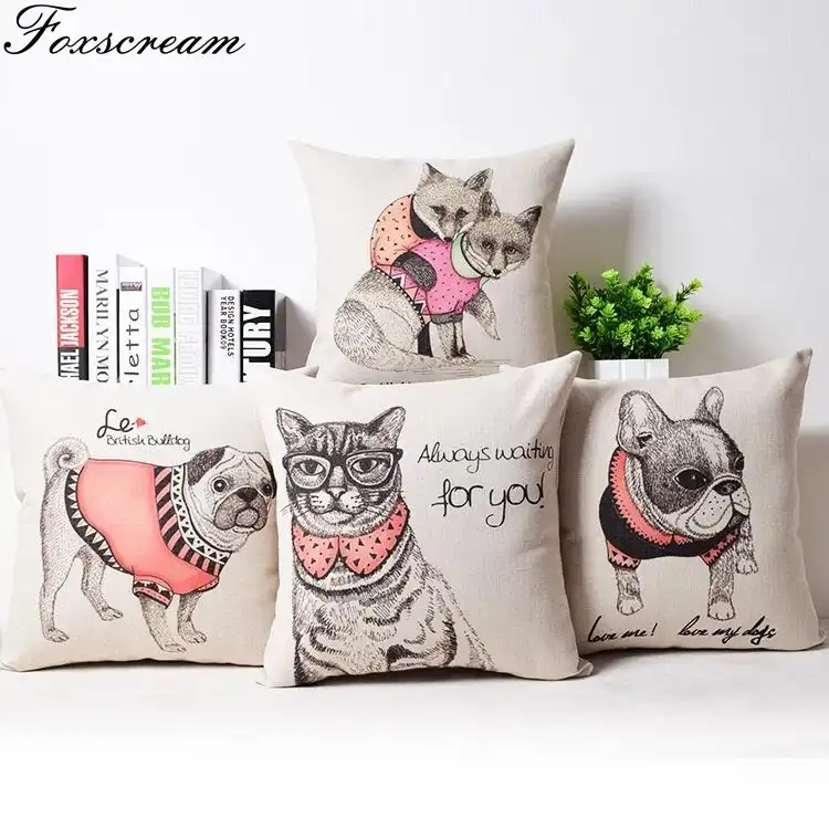 French Bulldog Cushion Covers Home Decor Dog Decorative Pillows