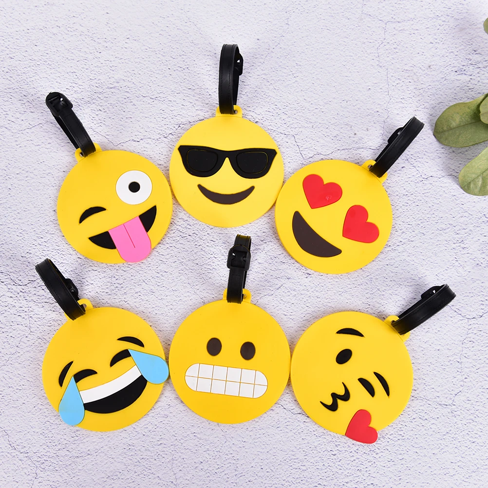 1 шт. чемодан тег Творческий Emoji силикагель чемодан ID адрес держатель Багажа интернат тег переносная бирка Туристические товары