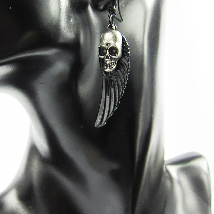 

Japanese and Korean silver skulls, earrings, angel wings, earrings drop