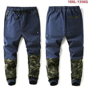 

men Camouflage fashion Harem pants personality soprts pants plus size 7XL 8XL 9XL 10XL Elasticity navy blue cool pants patchwork