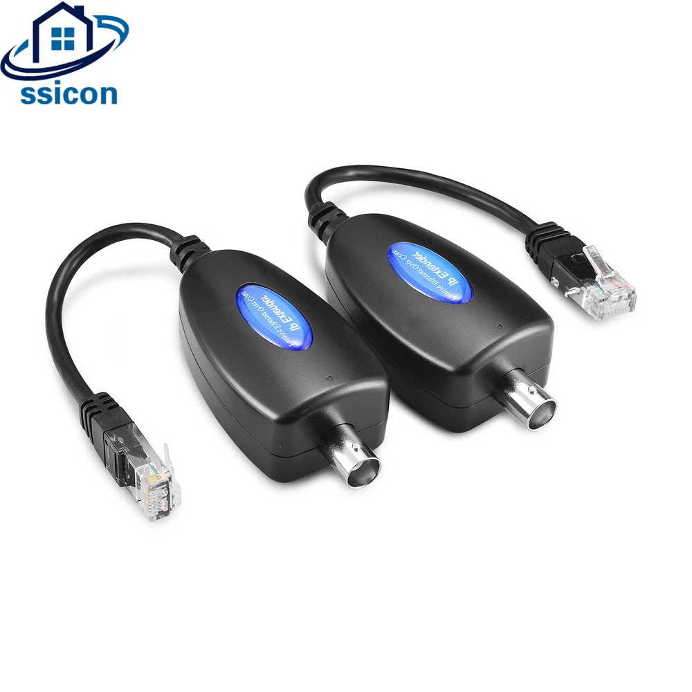 

SSICON 2Pairs 1-CH Passive IP Extender Over Coax Transmit IP Camera Signal Over Existing Coaxial Cable at 100Mbps For IP Camera