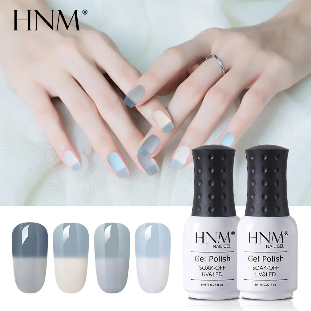

HNM 8ML Gray Red Teperature Change UV Gel Nail Polish LED Lamp Soak Off Semi Permanent Lucky Lacquer Vernish Gellak Gelpolish