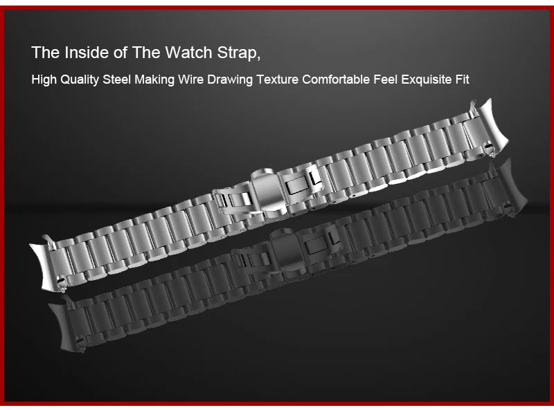 Ремешок для часов из нержавеющей стали для samsung gear S3 Classic/Frontier 22 мм с пряжкой-бабочкой и загнутым концом, браслет на запястье черного цвета