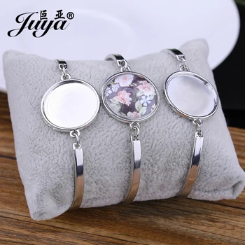 

JUYA Bangle Settings Bracelet DIY Making Accessories 4pcs/lot 20mm Round Blank Cabochon Bracelet Base Trays jewellery pulseras