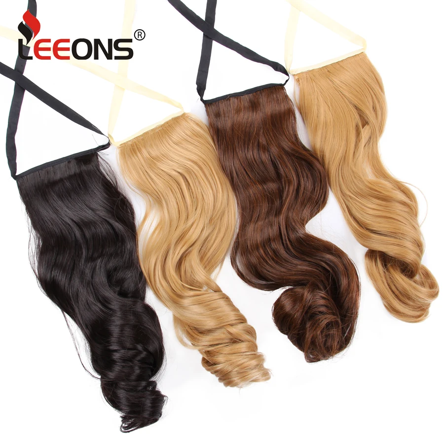 Leeons 2" синтетический конский хвост накладные волосы коготь пони хвост Поддельные прямые волосы для наращивания черного золота высокотемпературное волокно