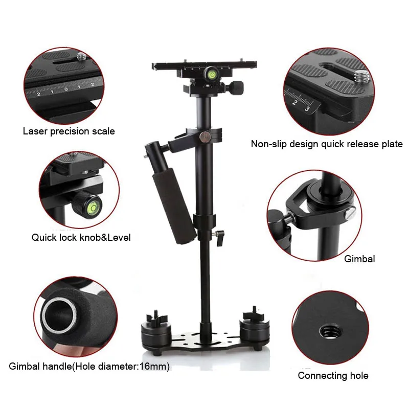  S40 Mini Stabilizer Professional Handheld Aluminum Steadicam for Canon Nikon Sony DSLR Camera Video