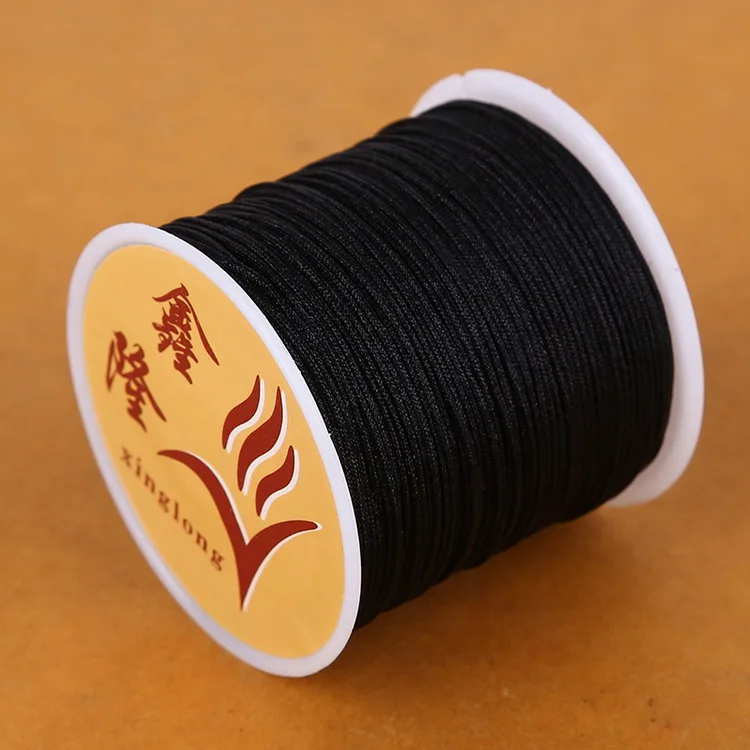 23 Цвета 50 м атласный нейлоновый китайский узел шнур макраме браслет плетеный шнур DIY кисточки вышивка бисером нить ювелирных изделий - Цвет: Black