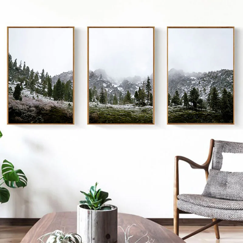 

Nordic HD Print Winter Scenery Wall Art Snow Forest Canvas Painting Scandinavian Style Posters and Prints for Living Room Decor