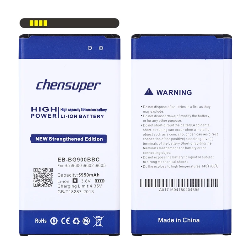 Chensuper 5950 мАч EB-BG900BBC литий-ионный Сотовый телефон Батарея для Samsung Galaxy S5 I9600 g910L/910 S/910 К/G9006V/G9008V /G9009D/G900