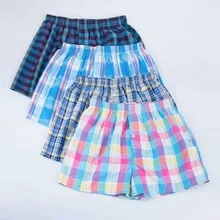 6 шт./лот, мужское нижнее белье, боксеры, шорты, хлопковые трусы, мужские, высокое качество, клетчатые, свободные, удобные, домашние трусы размера плюс M-6XL