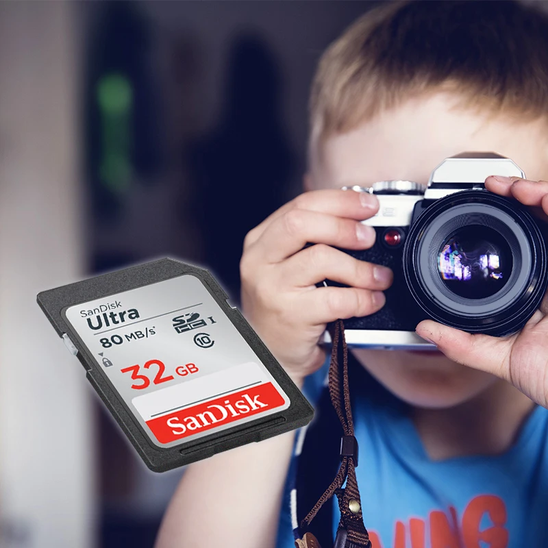 SanDisk sd-карта 16 ГБ 32 ГБ 64 ГБ 128 ГБ Ultra Class 10 SDHC/SDXC UHS-I карта памяти до 80 МБ Cartao de Memoria для цифровой камеры
