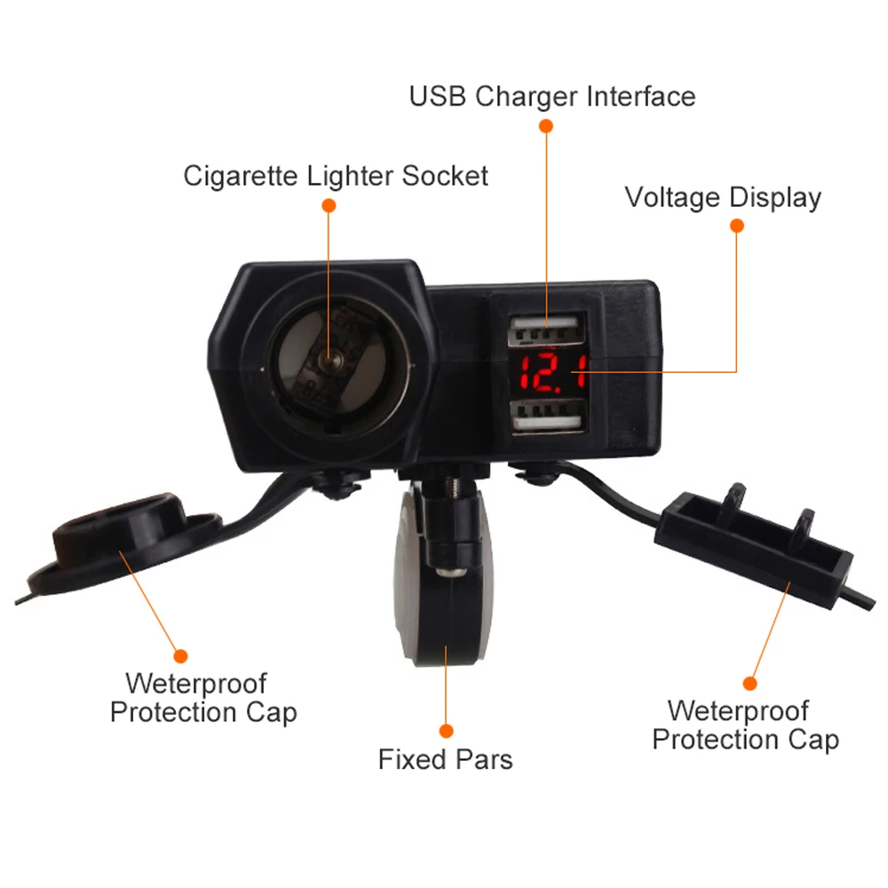Автомобильный-Стайлинг 12 В/24 В водонепроницаемый автомобиль лодка мотоцикл розетка для автомобильного прикуривателя двойной USB зарядное устройство светодиодный вольтметр