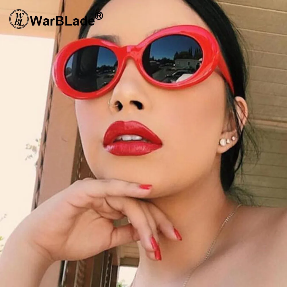 

WarBLade 10PCS Women Goggles Glasses Men NIRVANA Kurt Cobain Sunglasses Female Oval Sun Glasses Black White Eyewear UV400