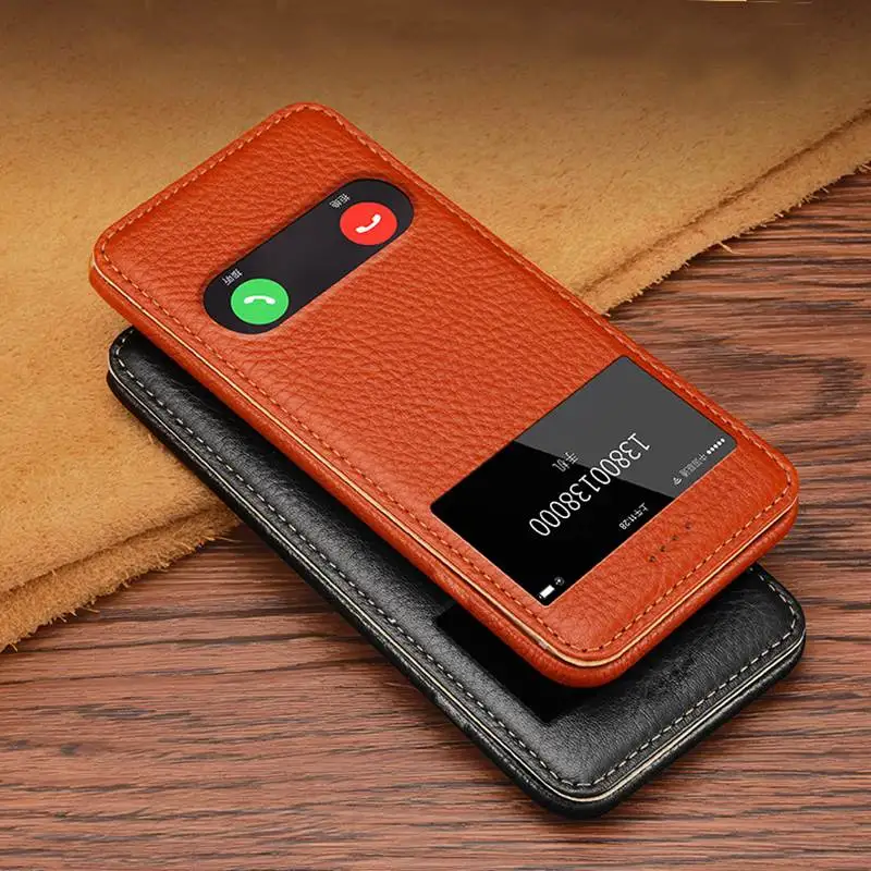 

Genuine Leather Case For Apple Iphone 6 6s Plus Magnetic Plating Cover Window View Coque For Iphone 6 Plus Flip Case