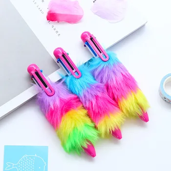 

1pc Creative Cute Plush 6-color Ballpoint Pen Colorful Multicolored Writing Office Supplies