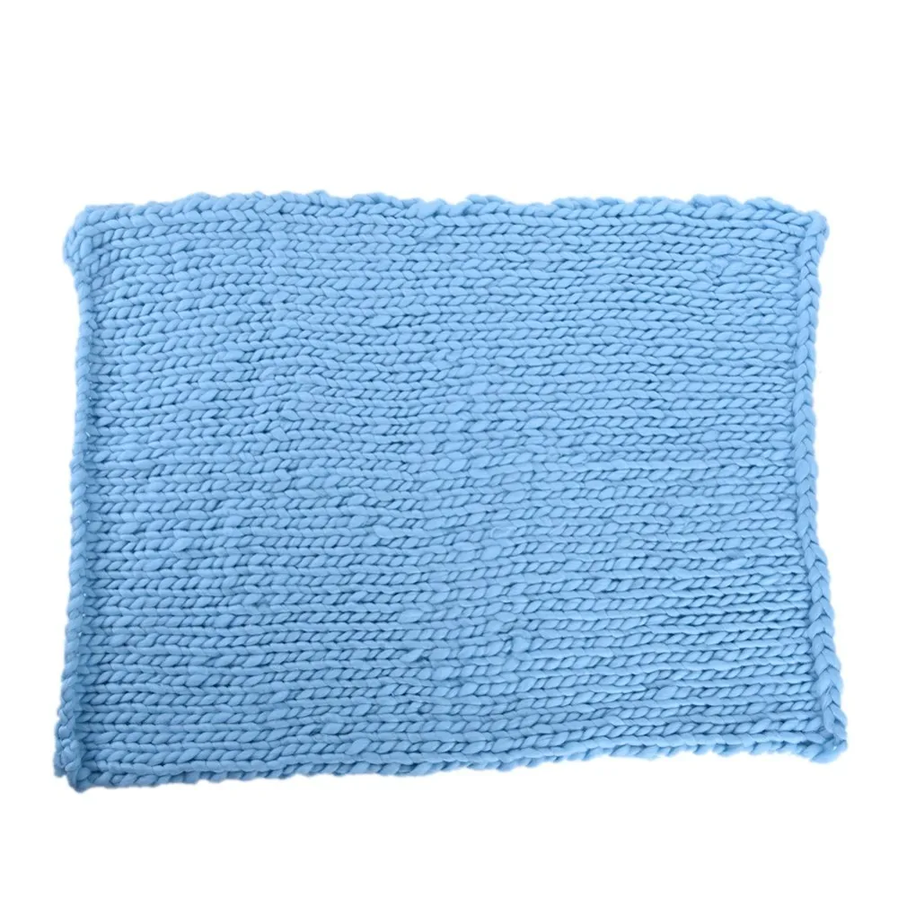 Мягкое толстое трикотажное одеяло из гигантской пряжи, ручная работа, реквизит для фотосессии, одеяло s CrochetLlinen, мягкое вязаное одеяло s желтого цвета - Цвет: Blue