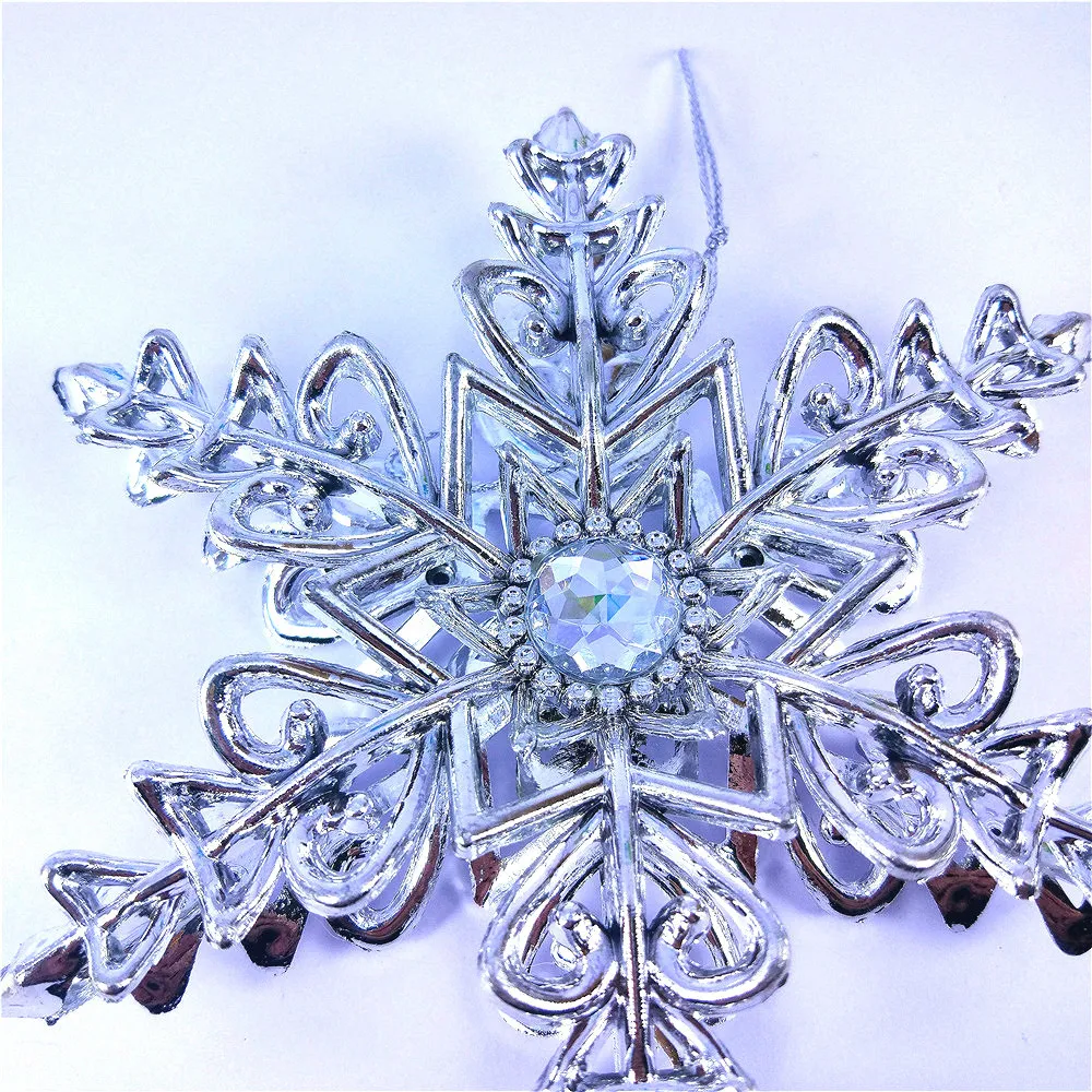 12.5cm DIY Plastic Silver Fake Snowflake For Home Christmas New Year Tree Pendants Ornament Frozen Party Wedding Decoration