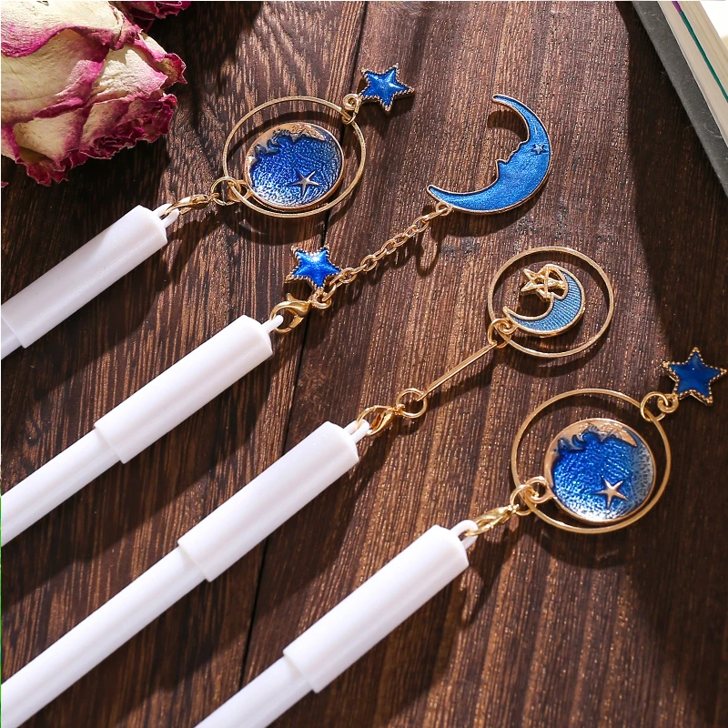 buy Creative Starry Sky Pendant Gel Pen Moon Star Pendant Pen Neutral Pens 0.5mm for Kids Novelty Gift School Office Stationery
