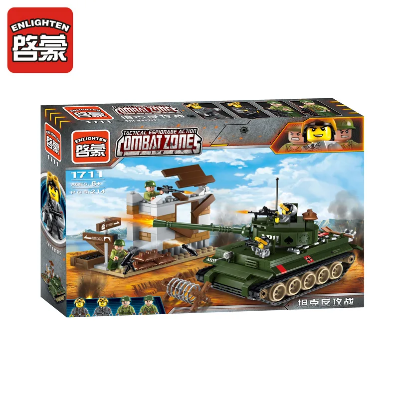 ENLIGHTEN City Военная война Тигр Танк контратака упражнения строительные блоки наборы