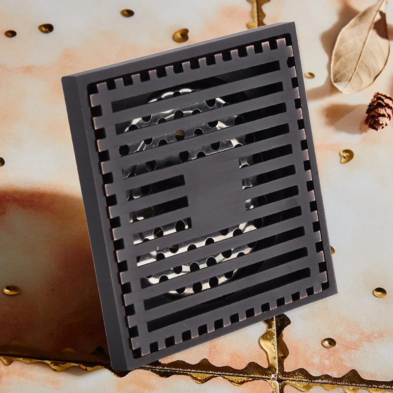 Bathroom Floor Drain Cover Square Brass Tile Insert Balcony Toilet Black Shower Drainer Strainer Anti-odor Floor Waste Grates Bathroom Floor Drain Cover Square Brass Tile Insert Balcony Toilet Black Shower Drainer Strainer Anti-odor Floor Waste Grates