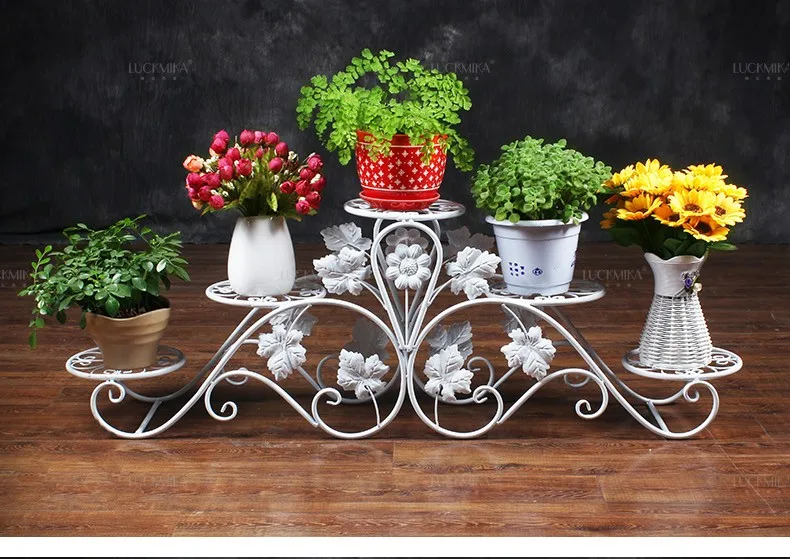 Us 108 0 134cm Size 5 Pots European Balcony And Indoor Flower Pot Holder Garden Stand Iron Pergolas In Planters From