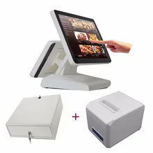 Free shopping pos touch screen 15 screen terminal all in one PC and 80MM thermal printer