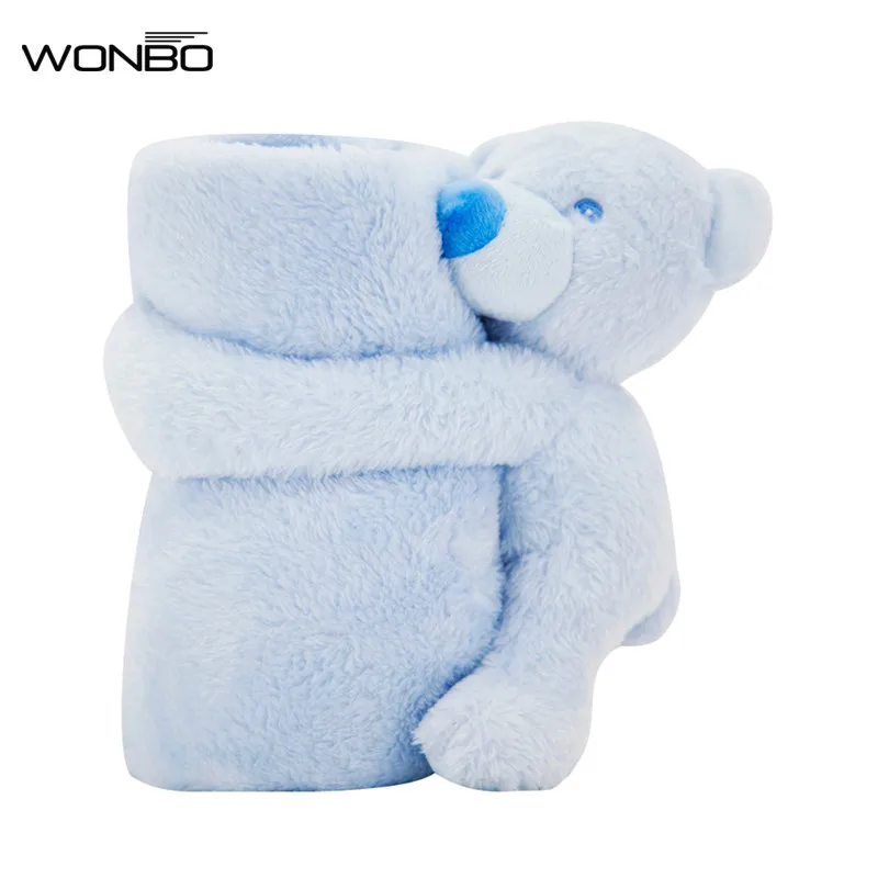 

Baby Girl Plush Bear Toy Blanket 70X73cm Single Layer Polyester Autumn Blanket Bedding & Swaddle for Newborn Baby Girl