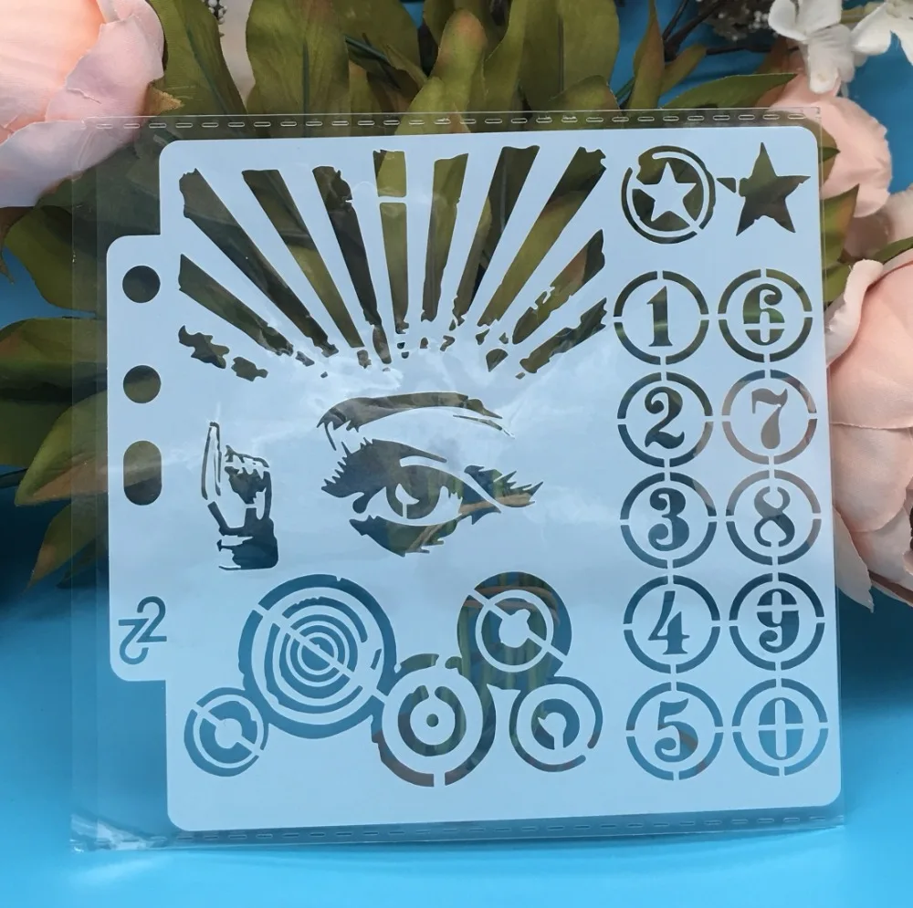 

5.1inch New Eye Hand Number DIY Layering Stencils Wall Painting Scrapbook Coloring Embossing Album Decorative Card Template