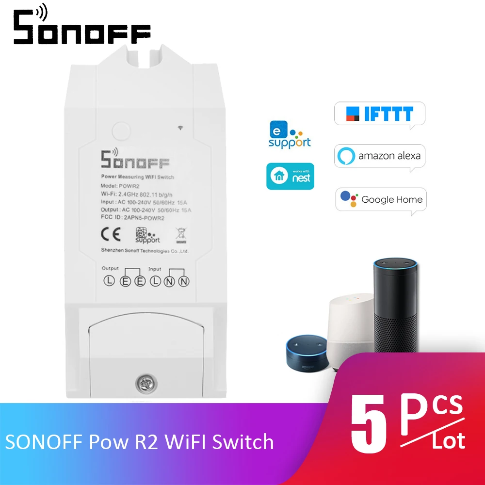 Sonoff Pow r2 WiFi Inal/ámbrico Interruptor ON//Off 15A Con Medici/ón del Consumo