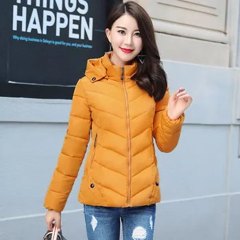 

2019 Winter Jacket Women Autumn Hooded Short Padded Outwear Female Coat Slim Parka Abrigos Mujer Invierno
