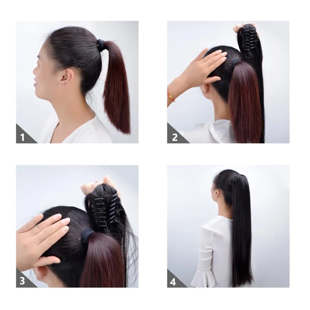 Oubeca Synthetic Claw Clip Wavy Ponytail Extensions Short Cute Thick Wave Pony Tail Hair Piece Clip In Hair Extensions For Women