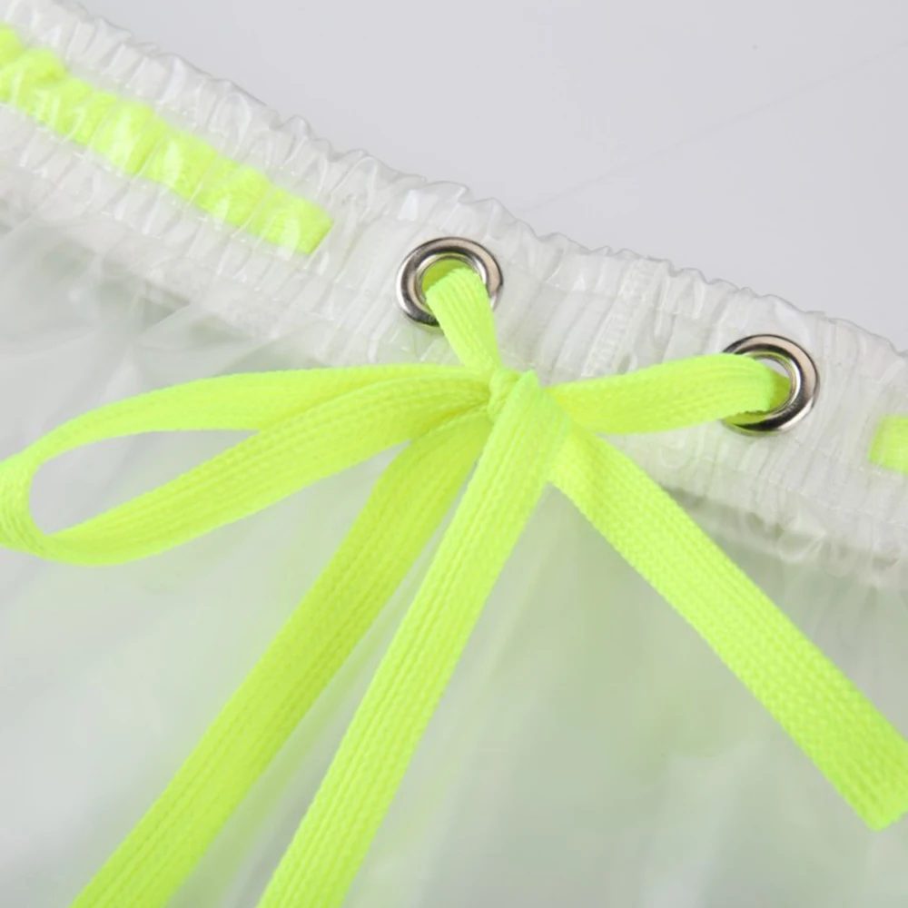 Men Super Sexy Transparent See-Through Boxer Trunks Solid Casual Board Shorts Beachwear Summer Waterproof Drawstring Bottoms