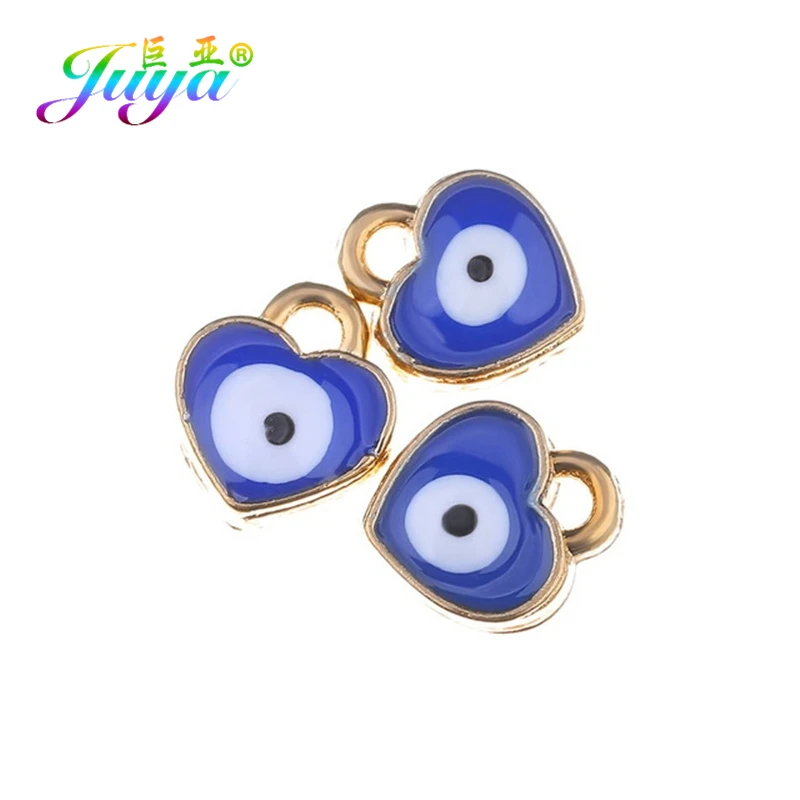 Juya DIY Small Enamel Charms Wholesale HandiCraft Evil Eye Love Heart Star Resin Charms For Women Kids Fashion Bijoux Making - Окраска металла: 50 Pieces As Photo