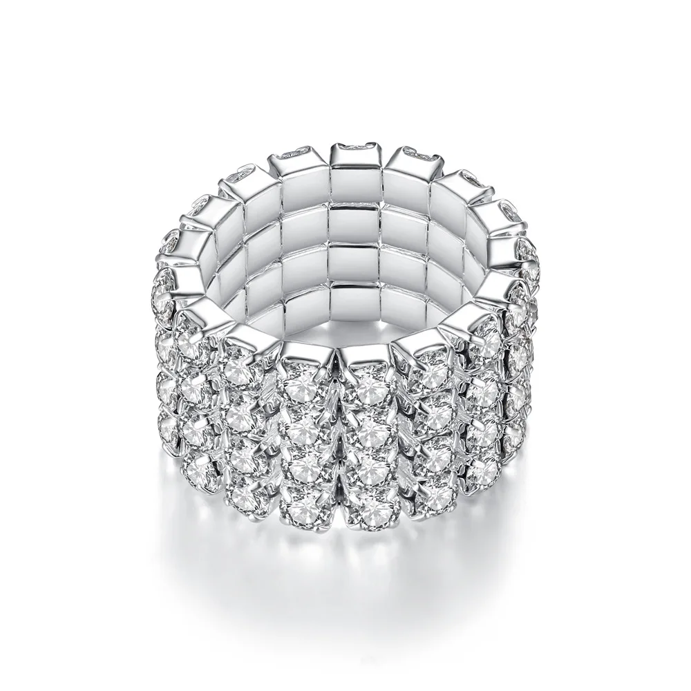 

ZN 2019 New Elasticity Crystal Ring Silver Color Vintage Rings for Women Luxury Wedding Engagement Jewelry