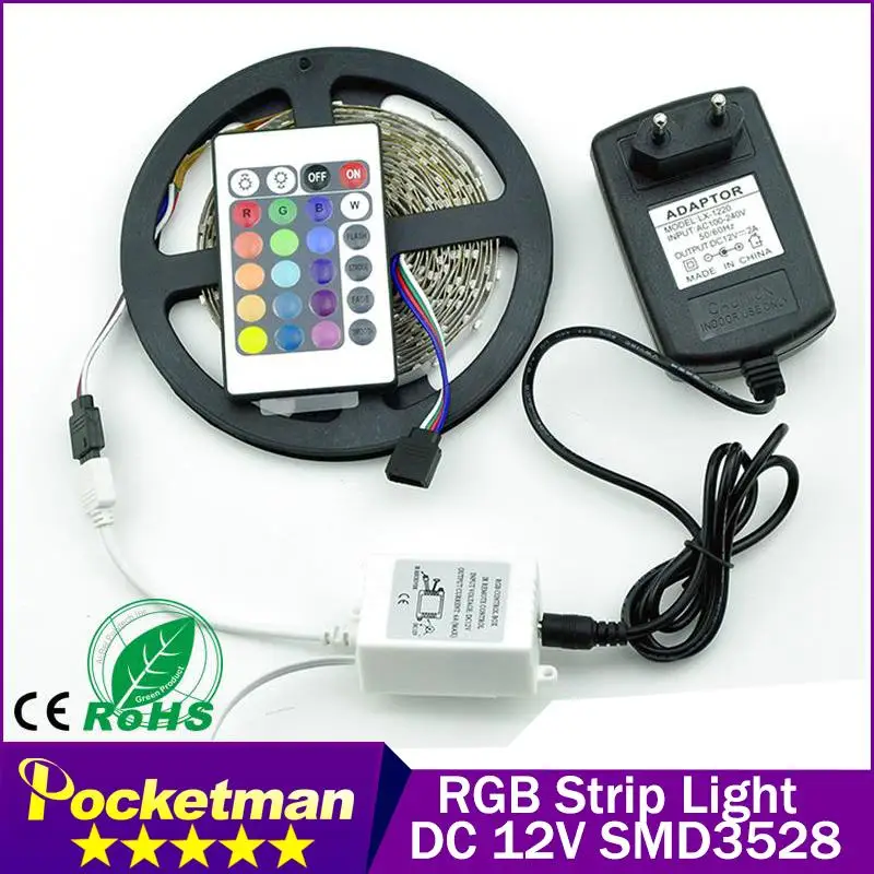SMD 3528 Светодиодный светильник 5 м 300 светодиодов RGB белый красный синий 24 клавиши