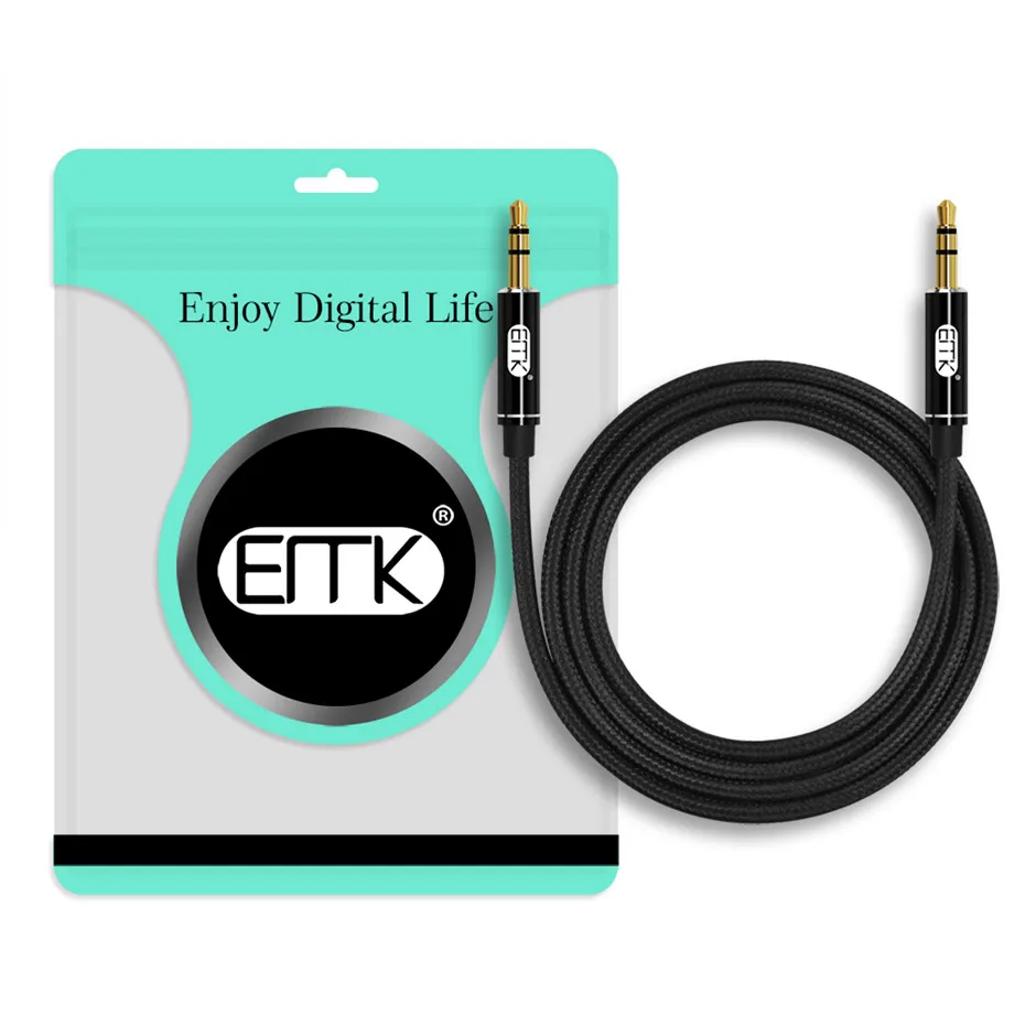 EMK Aux Cable 3.5mm Jack Gold Plated Male to Male 3.5 mm Audio Cable Round Aux Cord for iphone Car Headphone speaker MP3 MP4 (8)