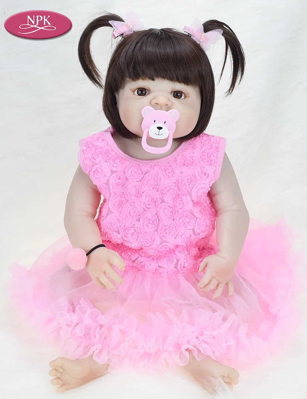 NPK 57CM Full Body Silicone Real Reborn Baby Girl Doll Toys Realisitic Newborn Lifelike Babies Princess Doll Menina Bebe Bonecas (4)