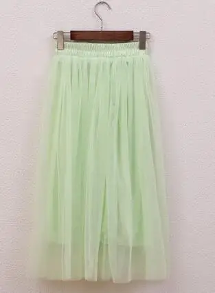 Шифоновая плиссированная юбка, один размер, карамельный цвет,, новая мода, юбки, однотонная сетка, Скейтер, летняя женская сексуальная Длинная юбка - Цвет: Color6